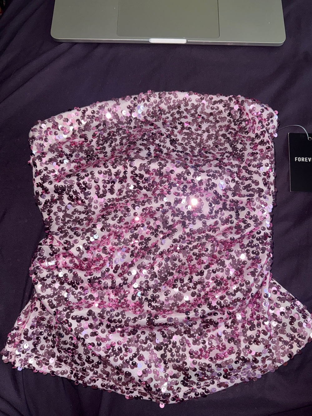 Forever 21 Pink Sequin Strapless Bustier